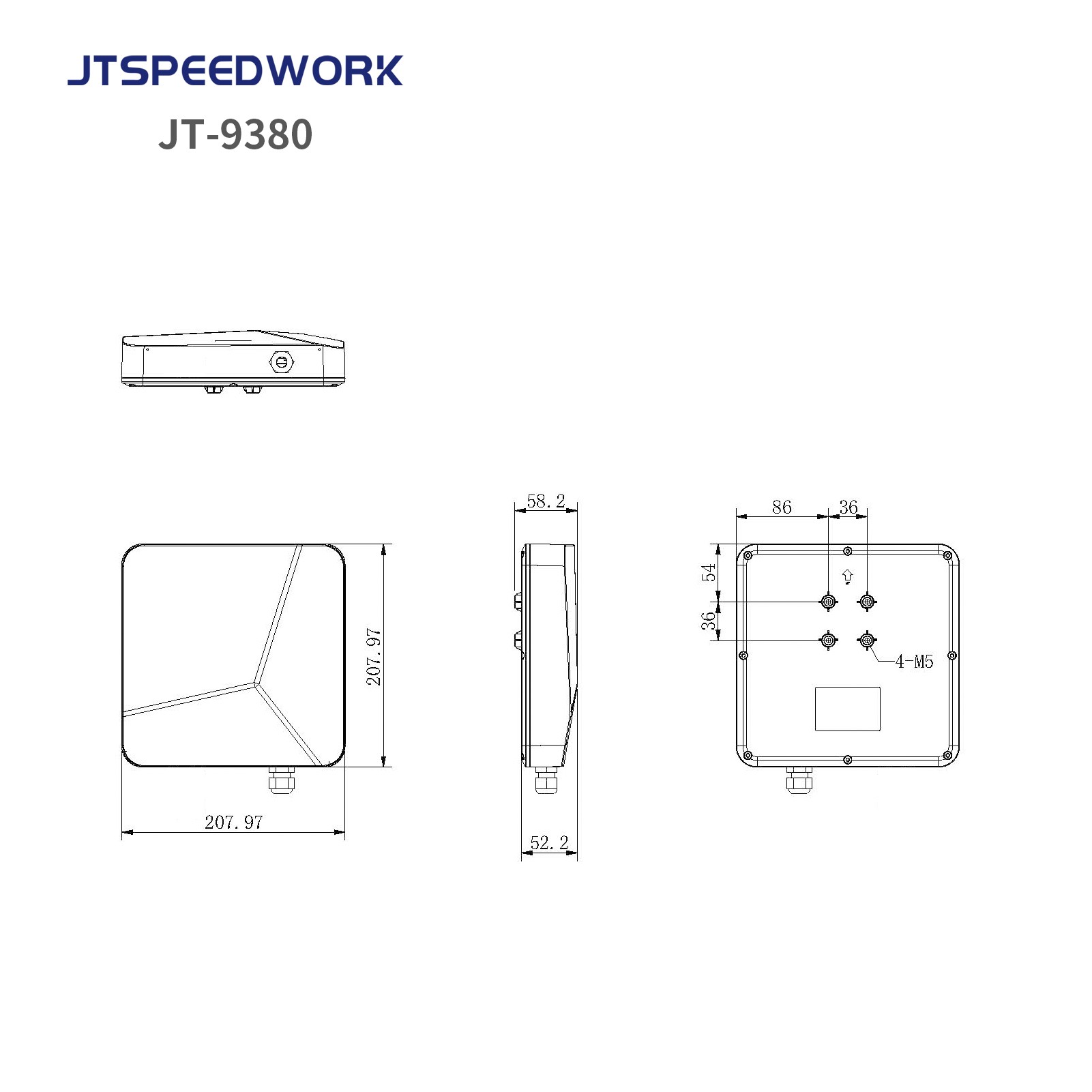 JT-9380 0-8m UHF RFID 902-928MHz Middle Range Integrated Reader Multiple Tags Reading Only US Frequency Band Supported