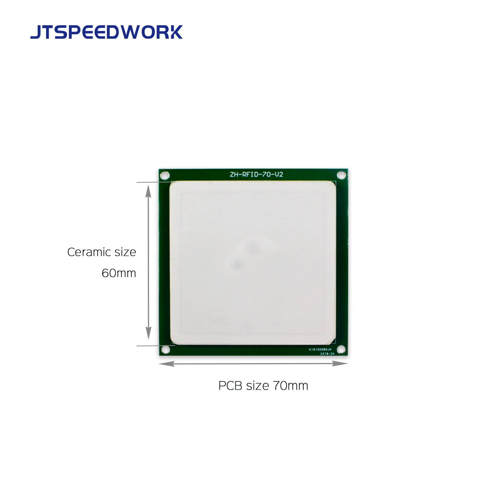 JT-T0060 4dBi UHF RFID Ceramic Antenna 860-960MHz RHCP Circular Polarization Customizable Connector